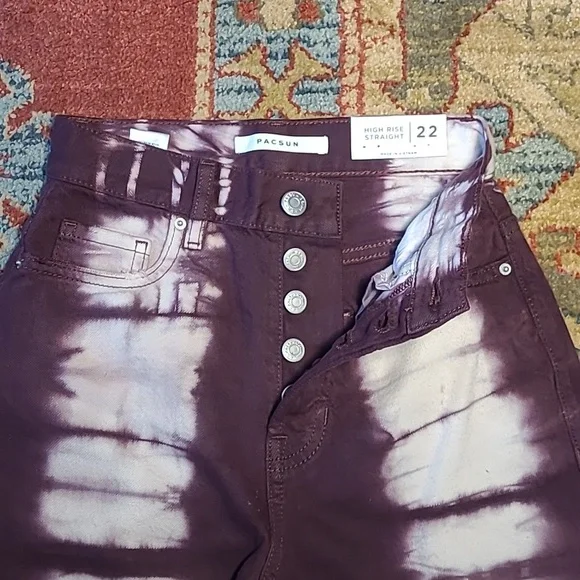 NWT PACSUN HIGH RISE STRAIGHT TIE DYE JEANS - Picture 7 of 10